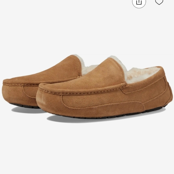 UGG Australia ASCOT 5775 Men's Chesnut Suede Sheepskin Lined Slippers SZ 11 NWOT - Picture 1 of 7